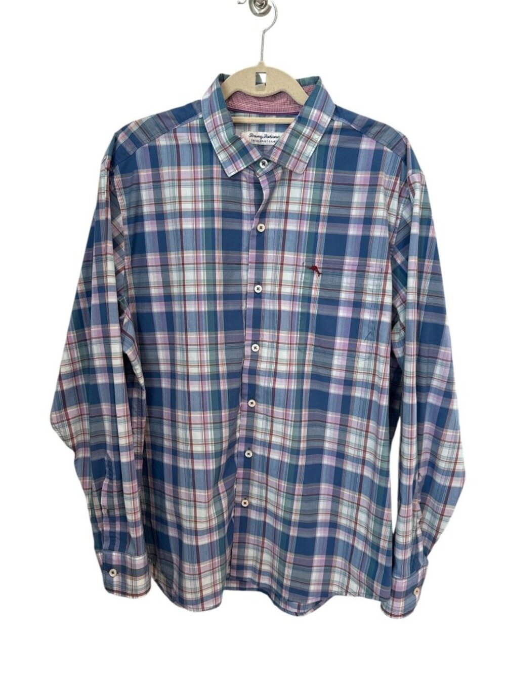 Tommy Bahama Men’s Long Sleeve Plaid Button Up - Pima Cotton Blend - Large